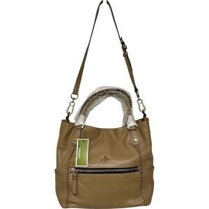 NWT OrYany Drew Pebbled Leather Slouchy Satchel in Dune